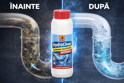 HydroClean - Elimină rapid și definitiv blocajele din țevi, dizolvând părul, grăsimea și depunerile dure