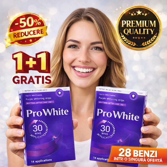 Pro White V34 - Benzi Premium pentru un Zâmbet Perfect Alb în Doar 30 de Minute